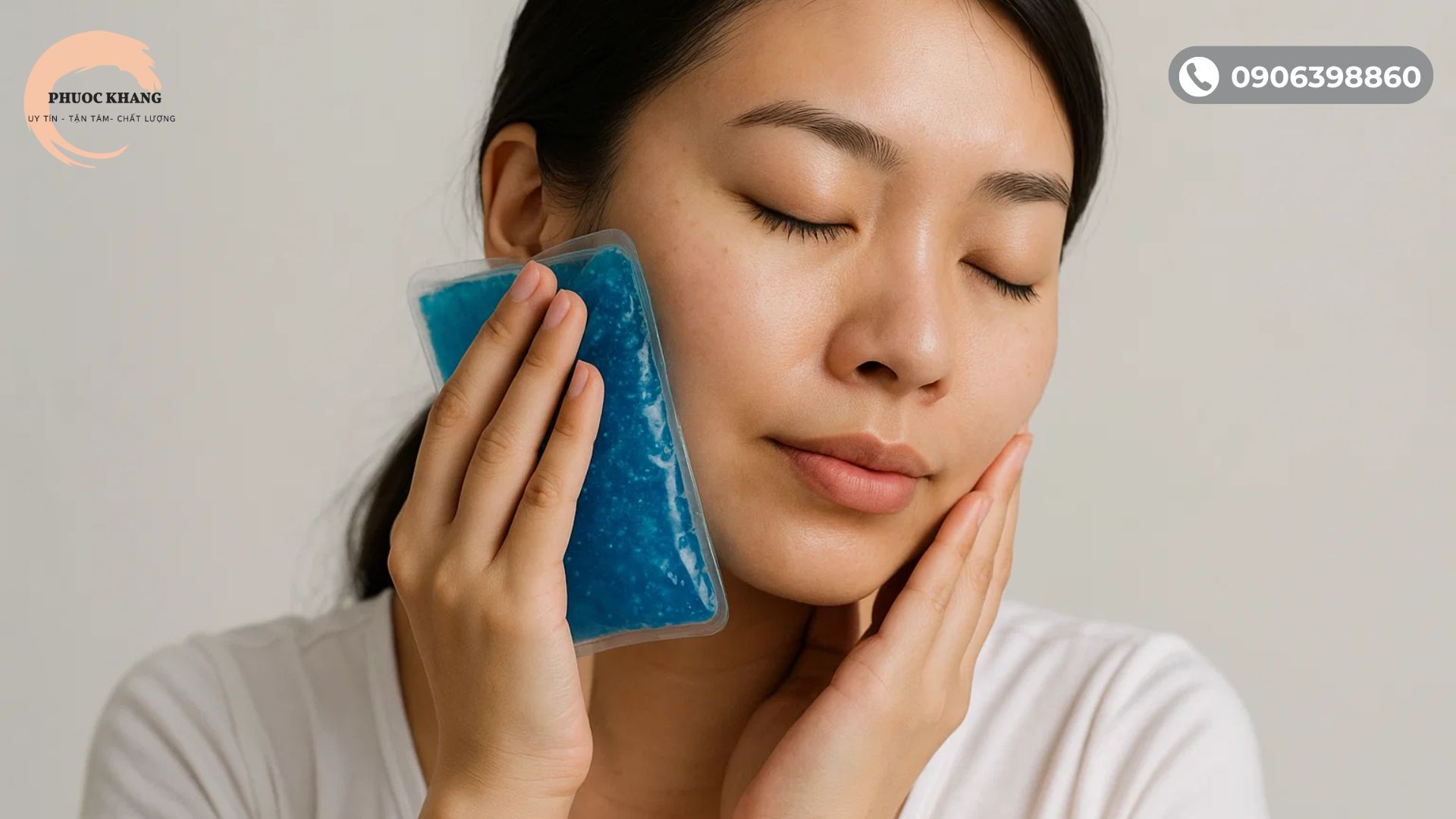 Chườm lạnh để làm dịu da sau tiêm meso